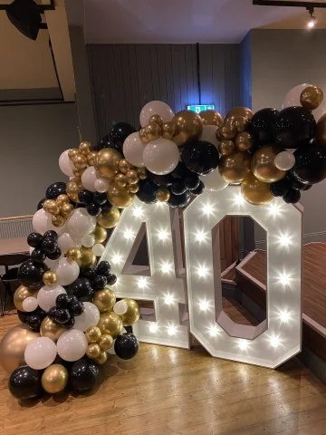 Light up 40 with a black, gold and chrome garland